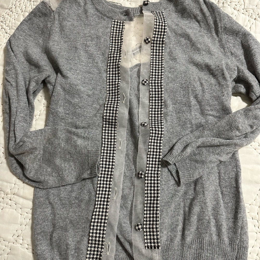 Anthro FIELD FLOWER Windowpane Cardigan Sweater - Picture 3 of 5